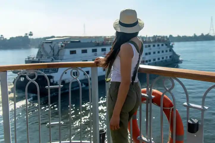A female tourist on board of Nile Cruise A female tourist on board of Nile Cruise