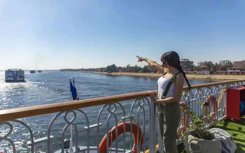 A woman onboard of Nile Cruise Ship A woman onboard of Nile Cruise Ship