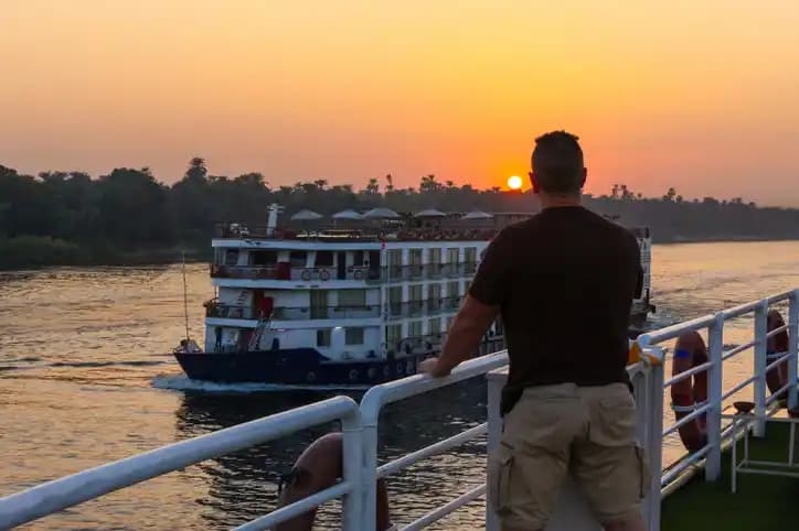 A man enjoying Nile View A man enjoying Nile View